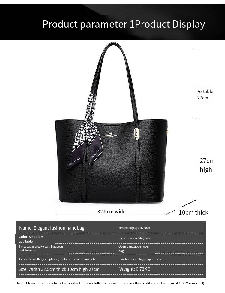 Fashion Shoulder Bag for Ladies Faux Leather Tote Handbag with Decorative Scarf